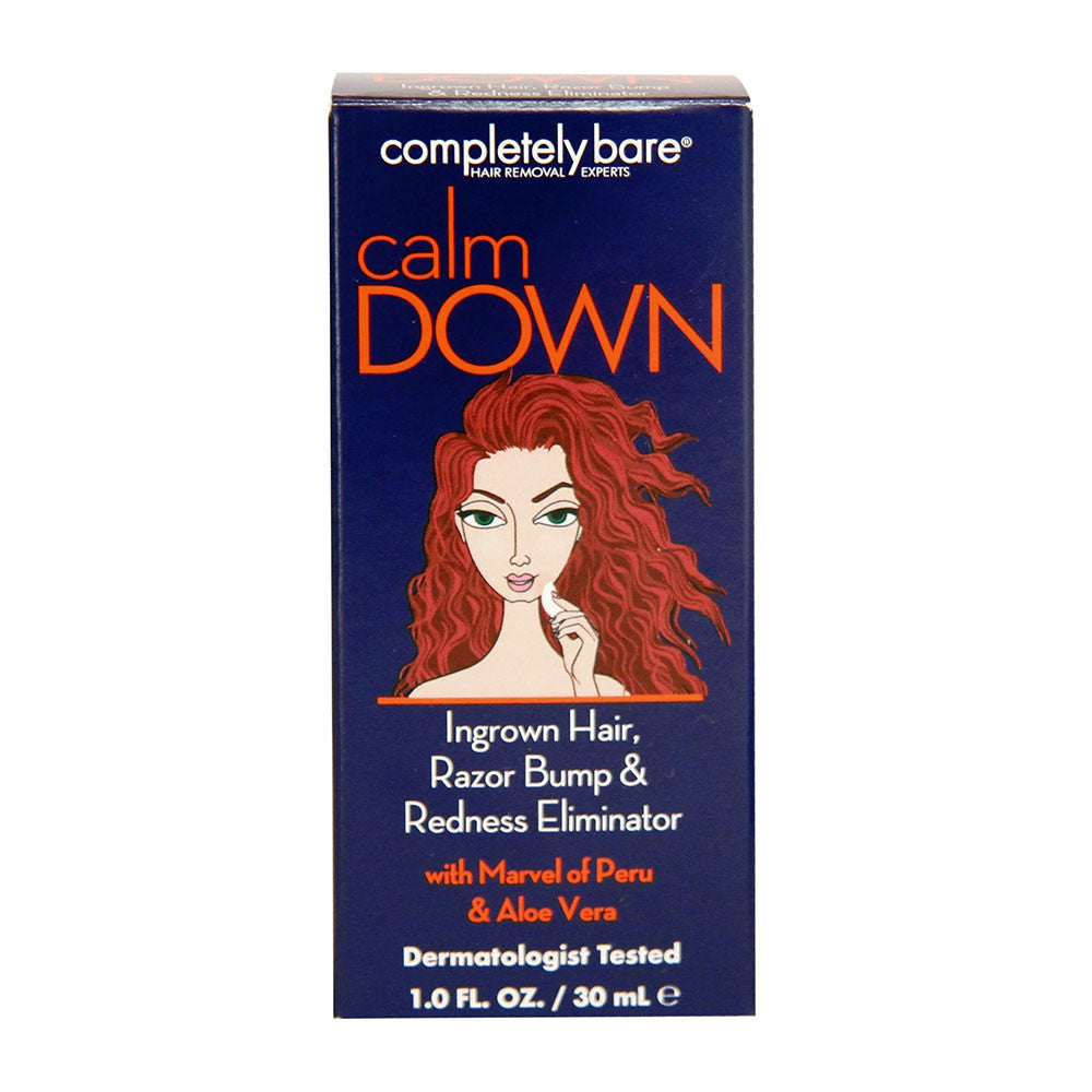 Completely Bare Calm Down Ingrown Hair, Razor Bump and Redness Eliminator, 1.0 Oz
